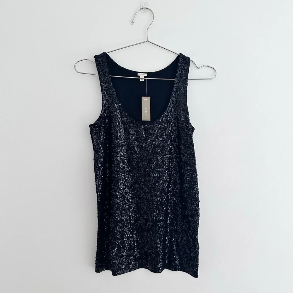 J.Crew Black Sequined Stretch Tank NWT